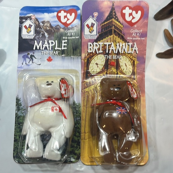 TY Beanie Babies Bears Lot of 10 plush Maple snowball Erin Snort happy Claude 10 - Picture 3 of 7